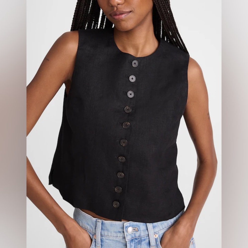 NWT Madewell Button-Front Shell Top in 100% Linen